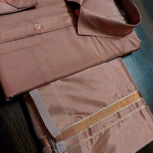 Art Silk Dhoti Set (Dark Brown)
