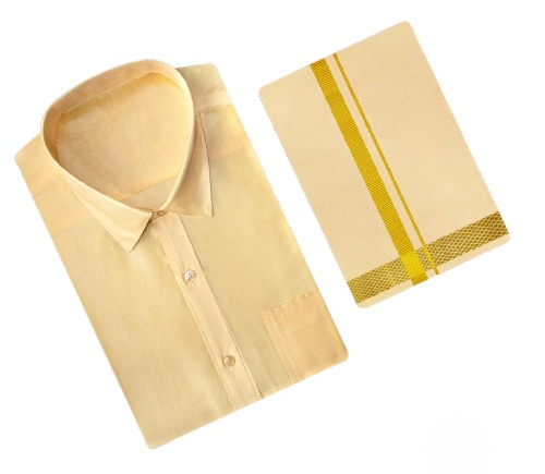 Art Silk Dhoti Set- Coral