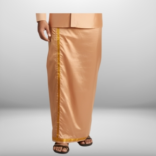 Art Silk Copper Shirt and Dhoti - Image 2
