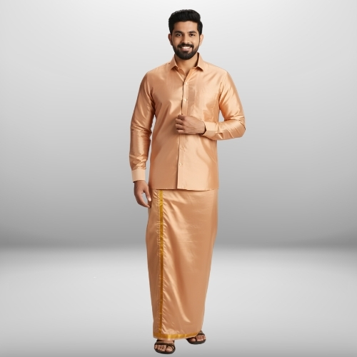 Art Silk Copper Shirt and Dhoti