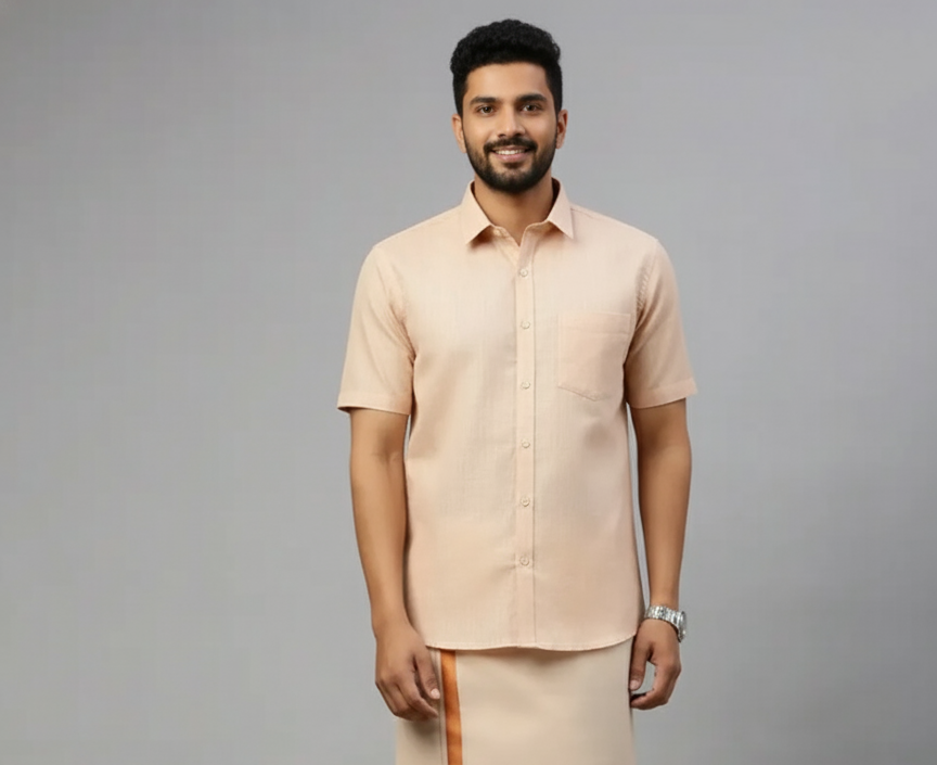 Tissue Copper Shirt and Dhoti - Image 4