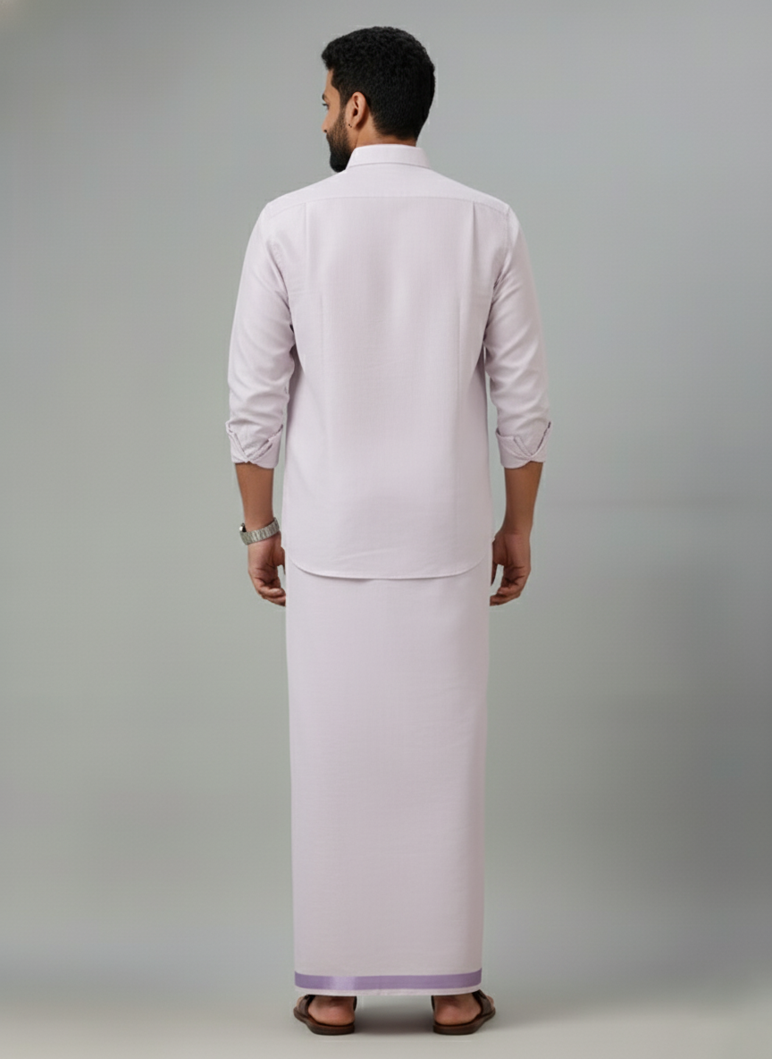 Tissue Ultra Violet Shirt and Dhoti - Image 3