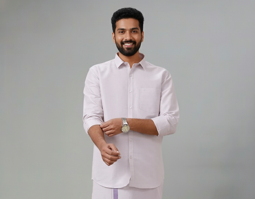Tissue Ultra Violet Shirt and Dhoti - Image 4