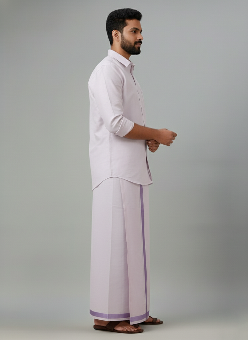 Tissue Ultra Violet Shirt and Dhoti - Image 2