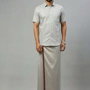 Tissue Wine Shirt and Dhoti
