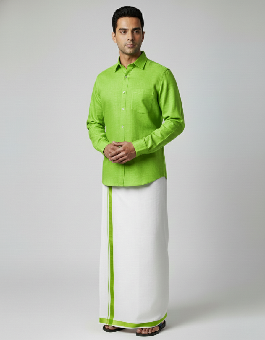 Cotton Dhoti And Shirt Set