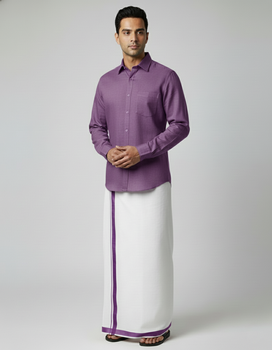 Cotton Dhoti And Shirt Set