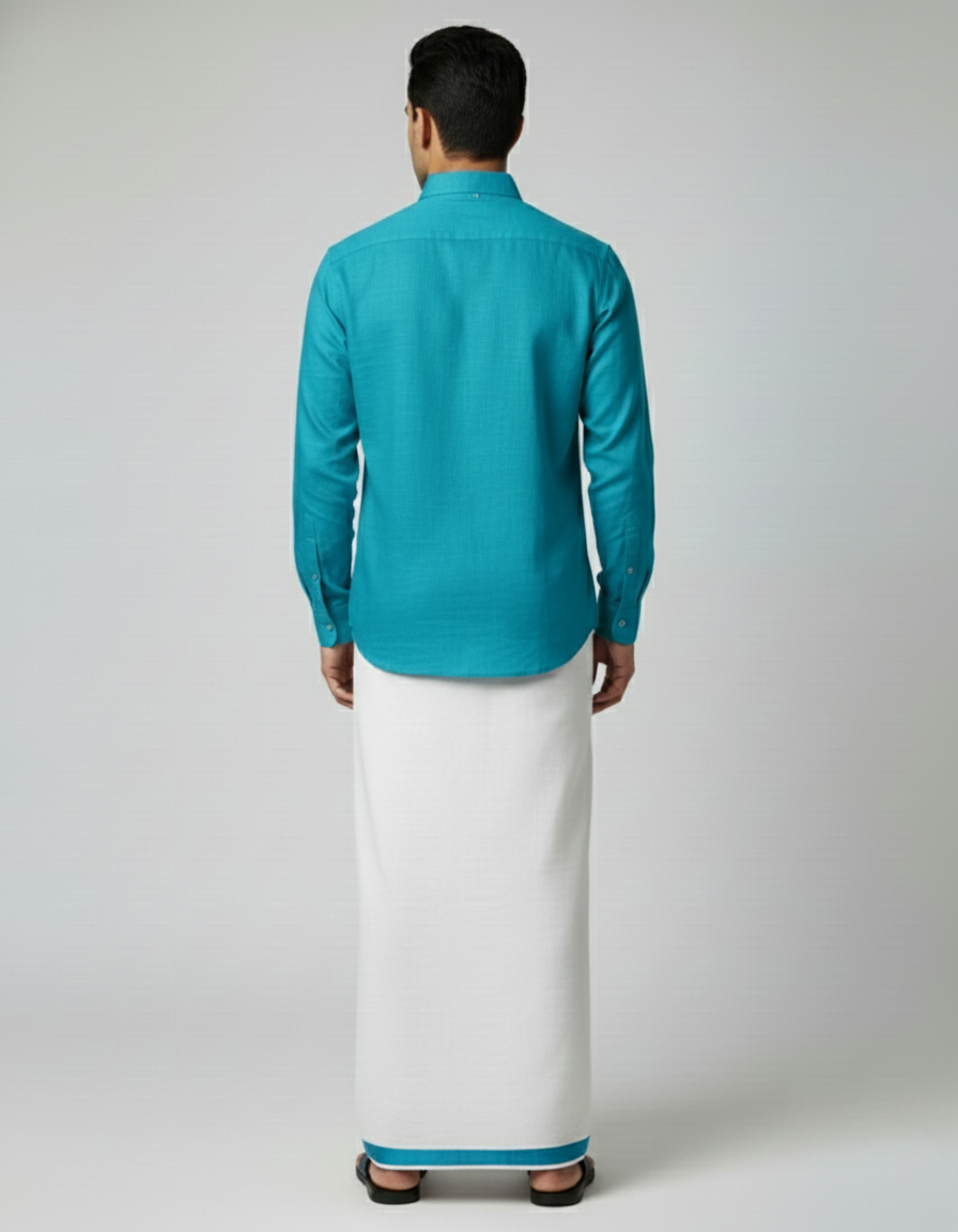 Cotton Dhoti And Shirt Set - Image 2