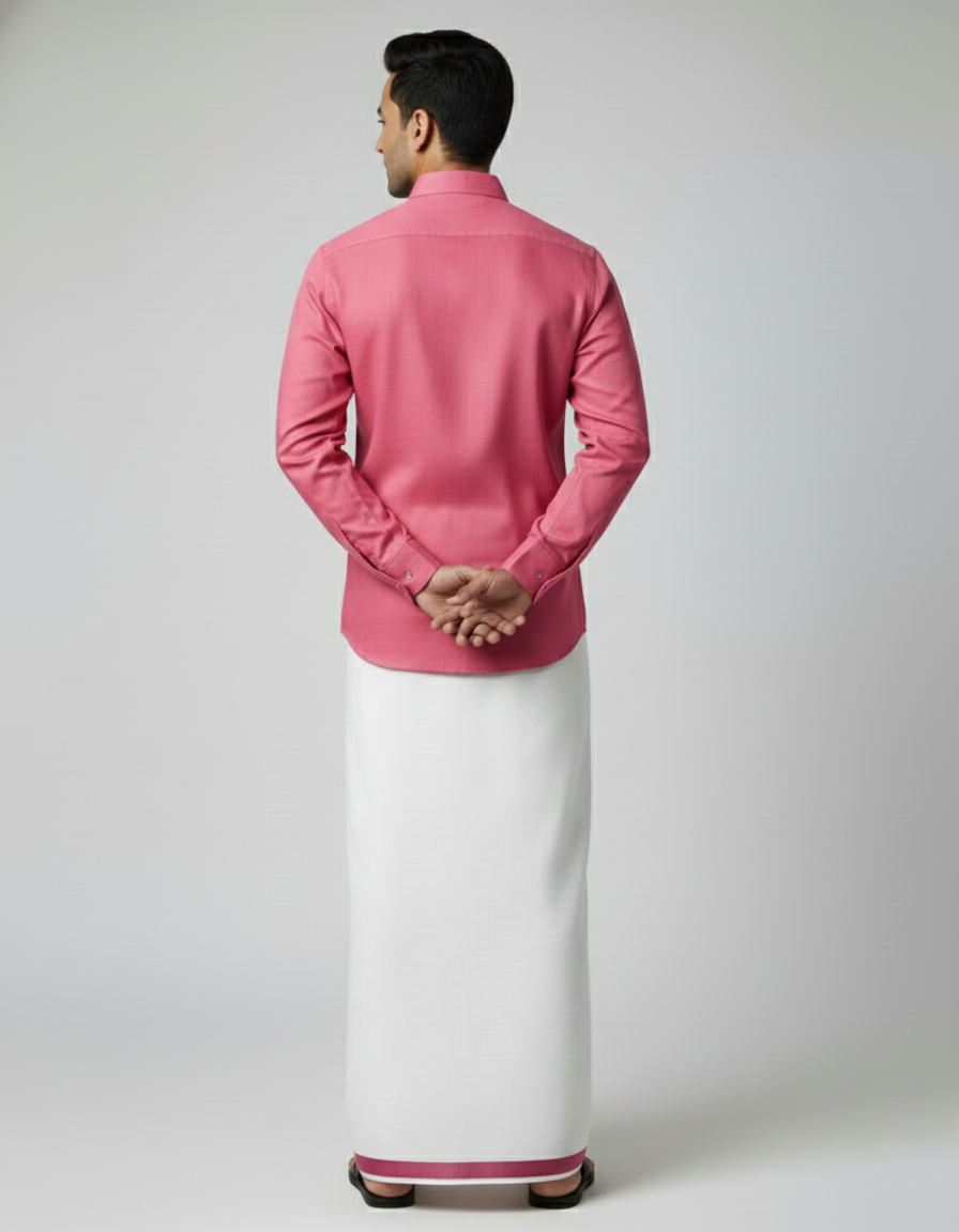 Cotton Dhoti And Shirt Set - Image 3