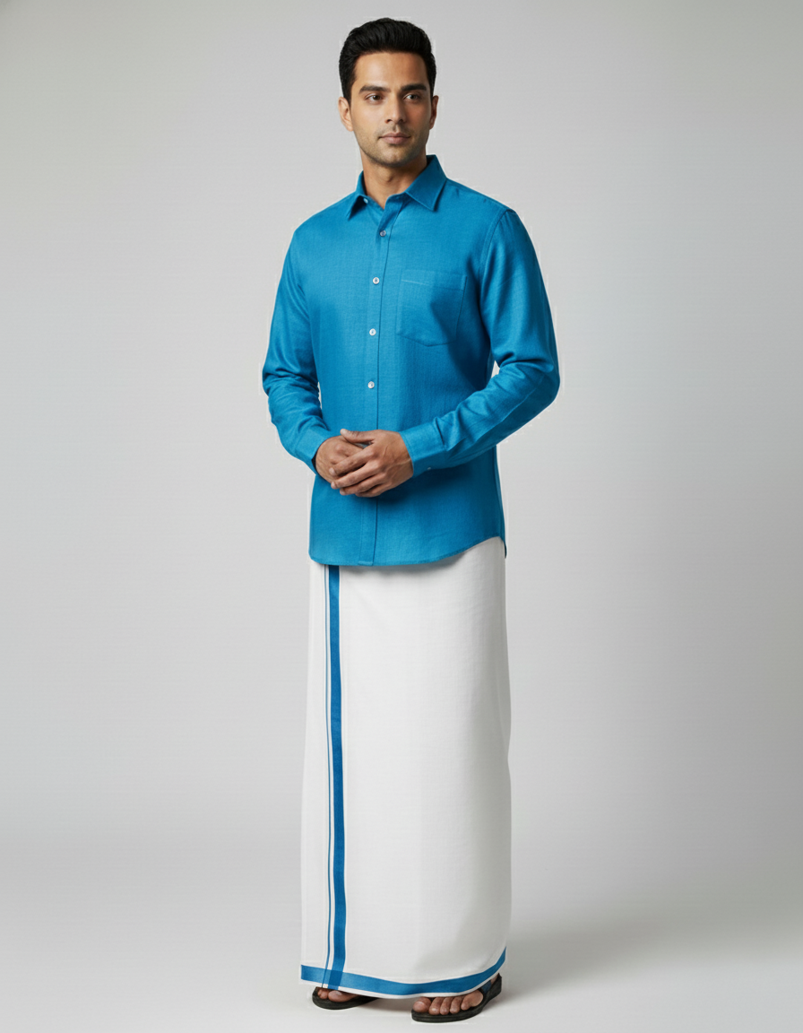 Cotton Dhoti And Shirt Set