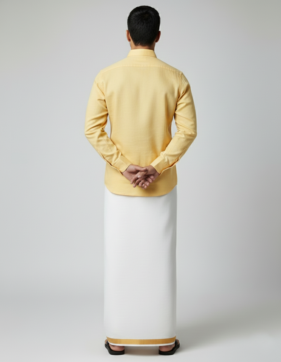 Cotton Dhoti And Shirt Set - Image 2