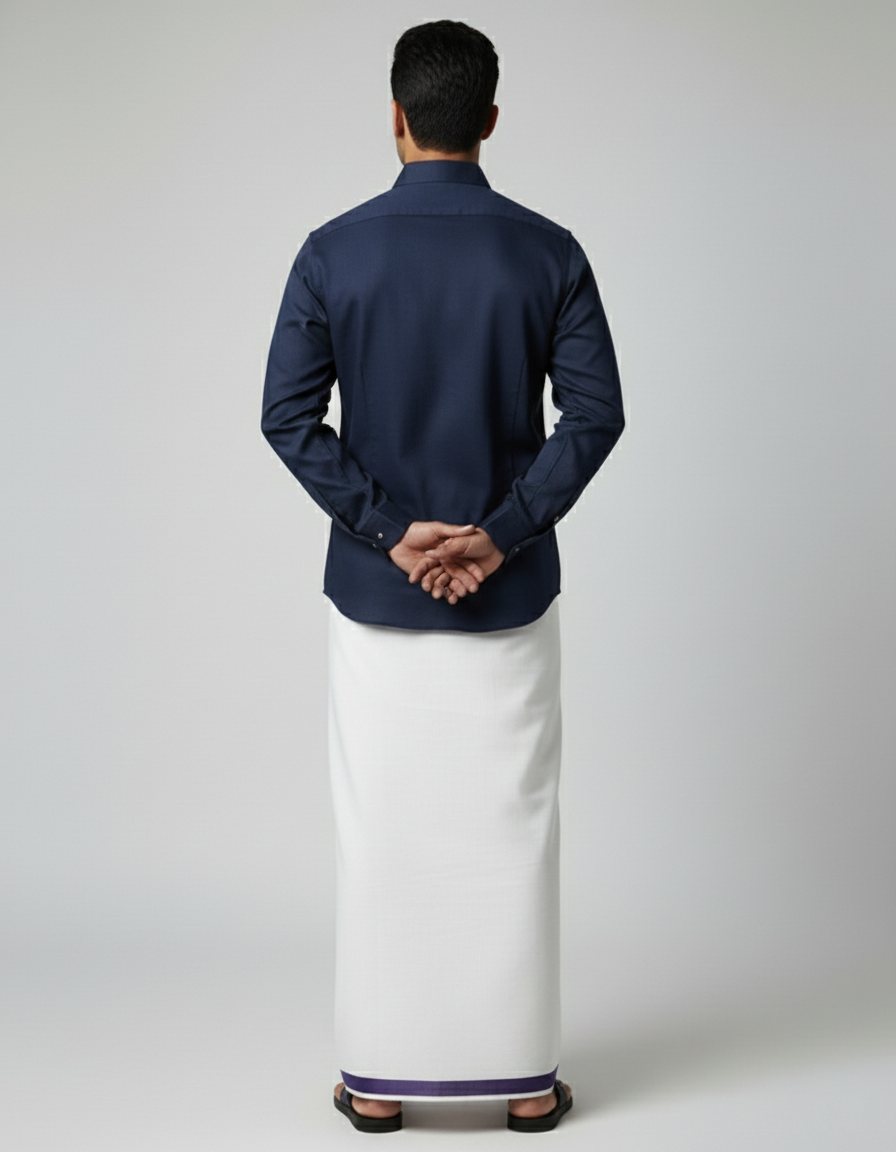 Cotton Dhoti And Shirt Set - Image 3