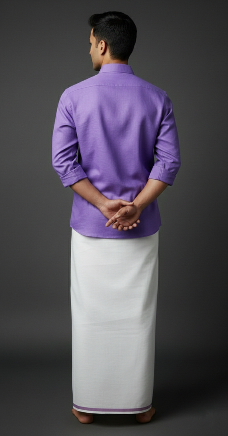 Cotton Dhoti And Shirt Set - Image 2