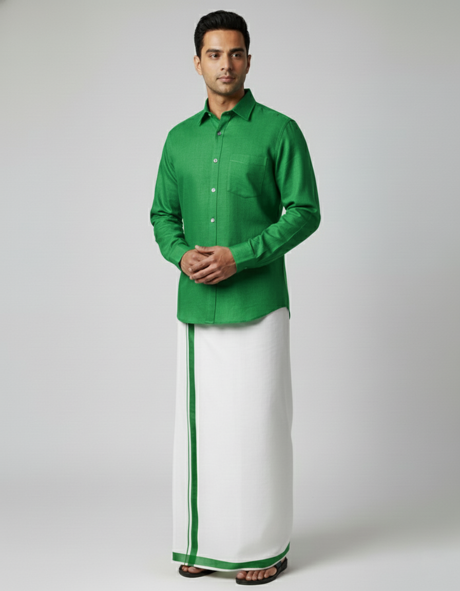 Cotton Dhoti And Shirt Set