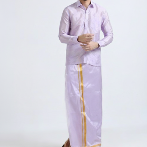 Art Silk Ultra Violet Shirt and Dhoti