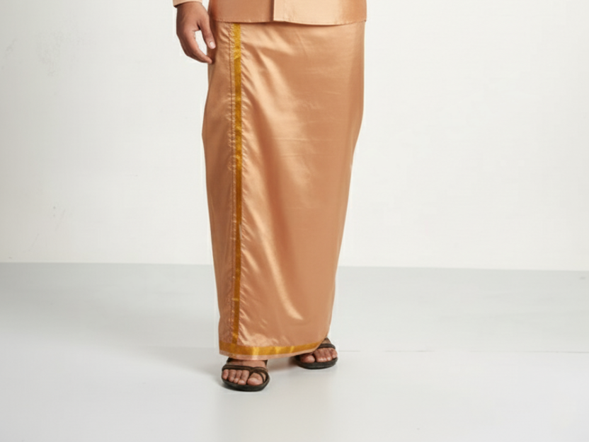 Art Silk Copper Shirt and Dhoti - Image 5