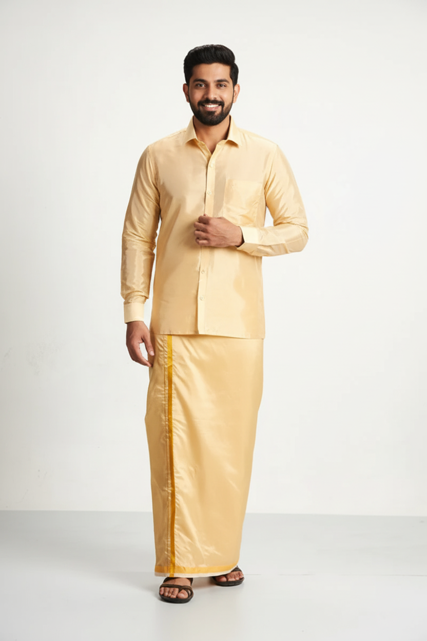 Art Silk Fresh PeachFor mens - 8 Mtr - SmallBorder - Image 4