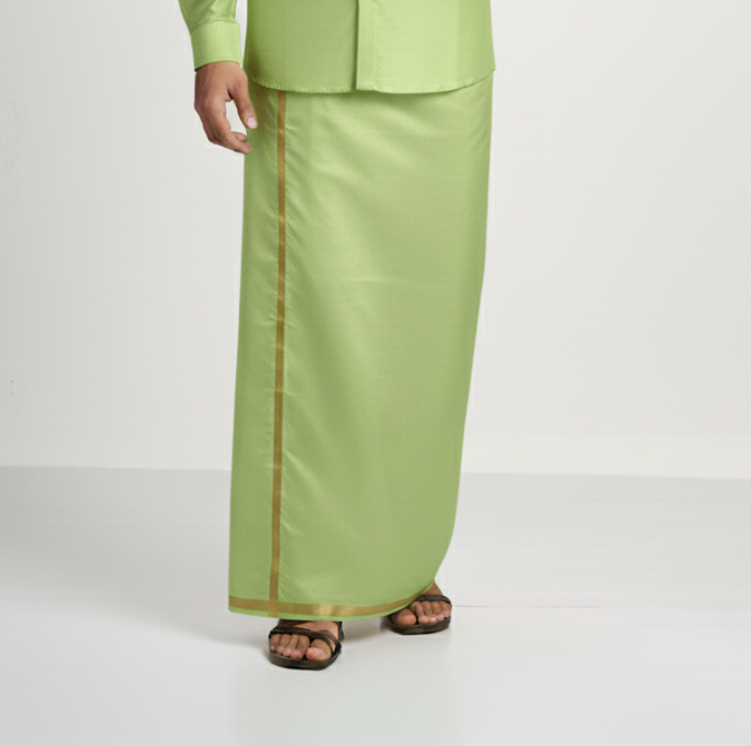 Art Silk Marine Green Shirt and Dhoti - Image 5