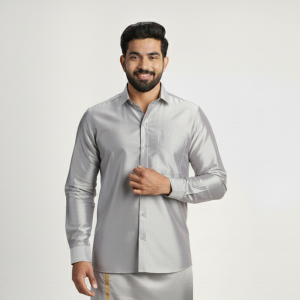 Art Silk Steel Grey For mens - 8 Mtr - Big Border